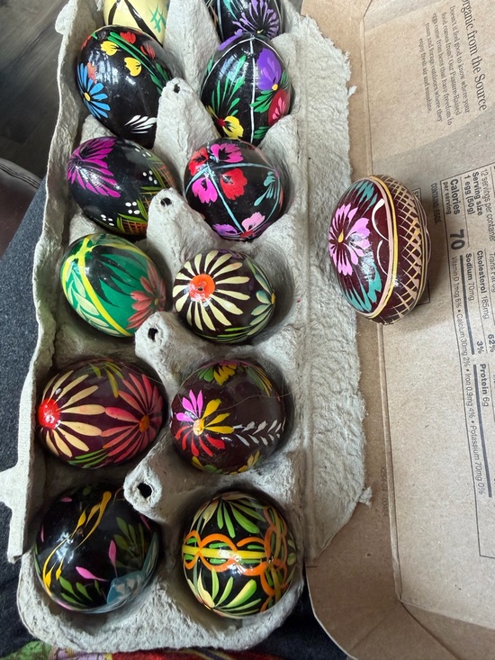 Other - Handpainted Wood Eggs (13) As Is Collectible 1970’s Some With Paint Chipped